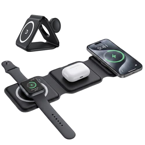 3 in 1 Magnetic Wireless Charger Station for Smartphone, Watch and Earbuds