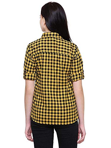yellow and black check shirt womens