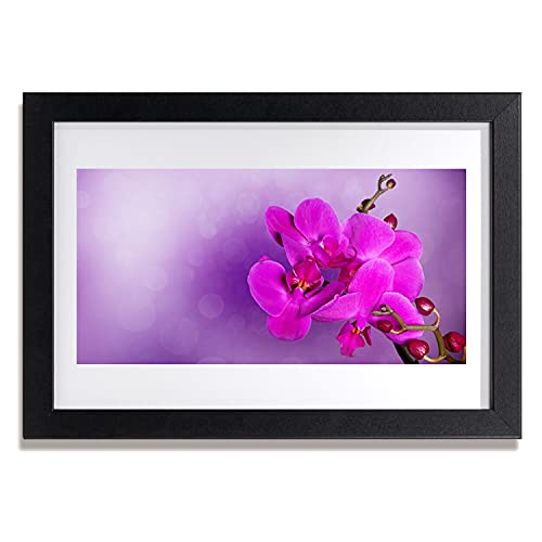 Photo cadre en MDF fleurs pétales orchidées 30x20 cm décoration murale
