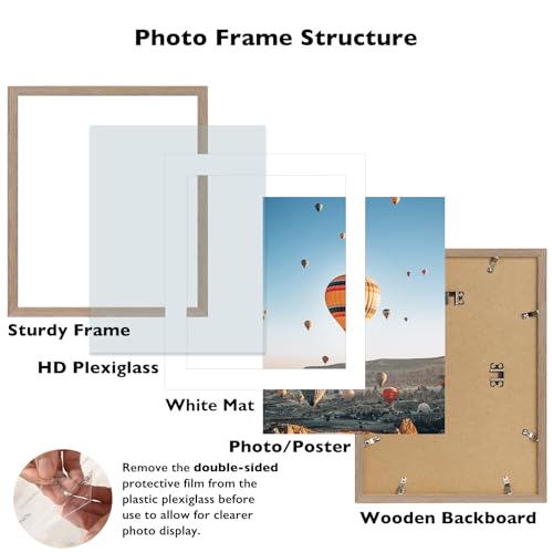 Image of JCJMY 20x24 Picture Frame with 16x20 Mat, Display Photo 16x20 with Mat or 20 x 24 Without Mat, Wall Hanging Large 20 by 24 Poster Frame with Plexiglass, Rustic Brown