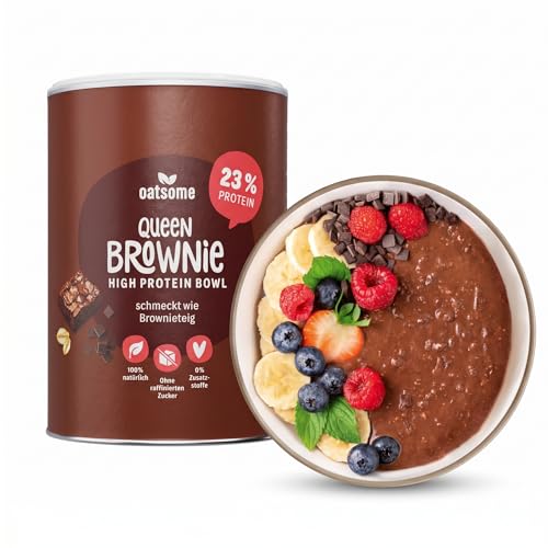 OATSOME Queen Brownie | High Protein Bowl mit Kakao & Schokochips | Natürlich Vegan & Ohne Zuckerzusatz | Schnelles Frühstück | Hafer- & Mandelprotein | Hoher Proteingehalt | 400g