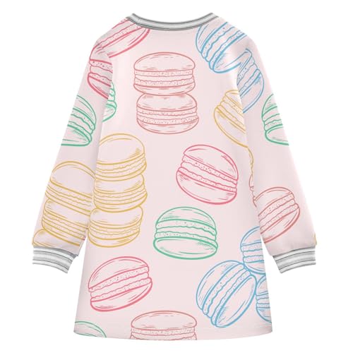 French Macaroon Girls Dresses Long Sleeve Sweatshirt Dress for Girls Winter Toddler Casual A Line Dresses Size 2-8T2