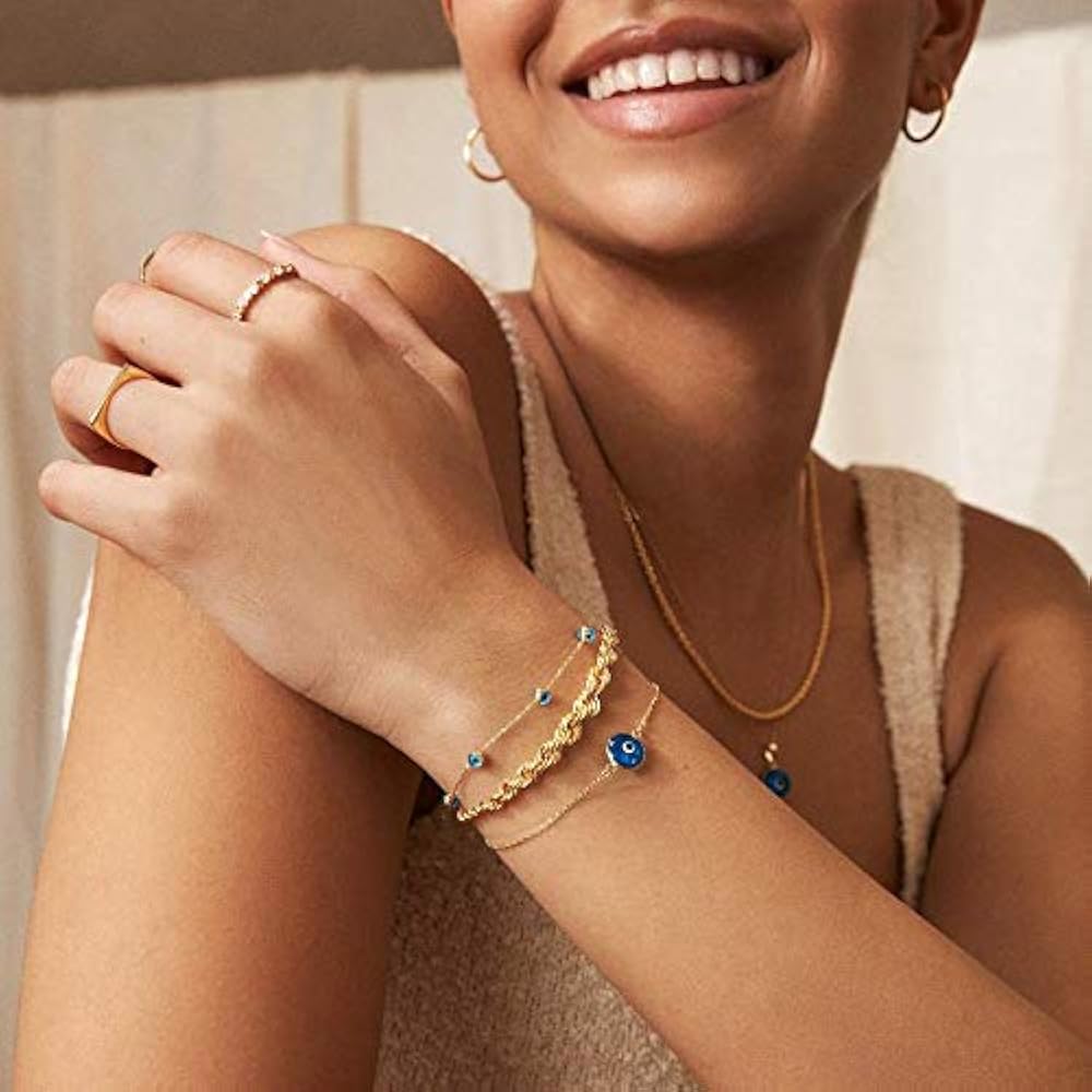 14k Real Gold Evil Eye Bracelet | 14k Gold Bracelet for Women | Blue,  Black, Navy Blue, Red, White Evil Eye Bracelets | Women's 14k Gold  Protection Jewelry | Gift for Christmas, Adjustable 6" to 7", 6 :  Amazon.co.uk: Fashion