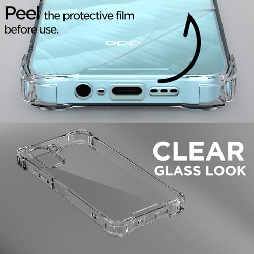 Image of Pikkme Back Cover for Oppo A6X 5G PC + TPU Clear Transparent Raised Edges Shockproof Protective Phone Bumper Case (Transparent)