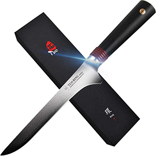 TUO Damascus 6 inch Boning Fillet Knife - Japanese AUS-10D High Carbon Damascus