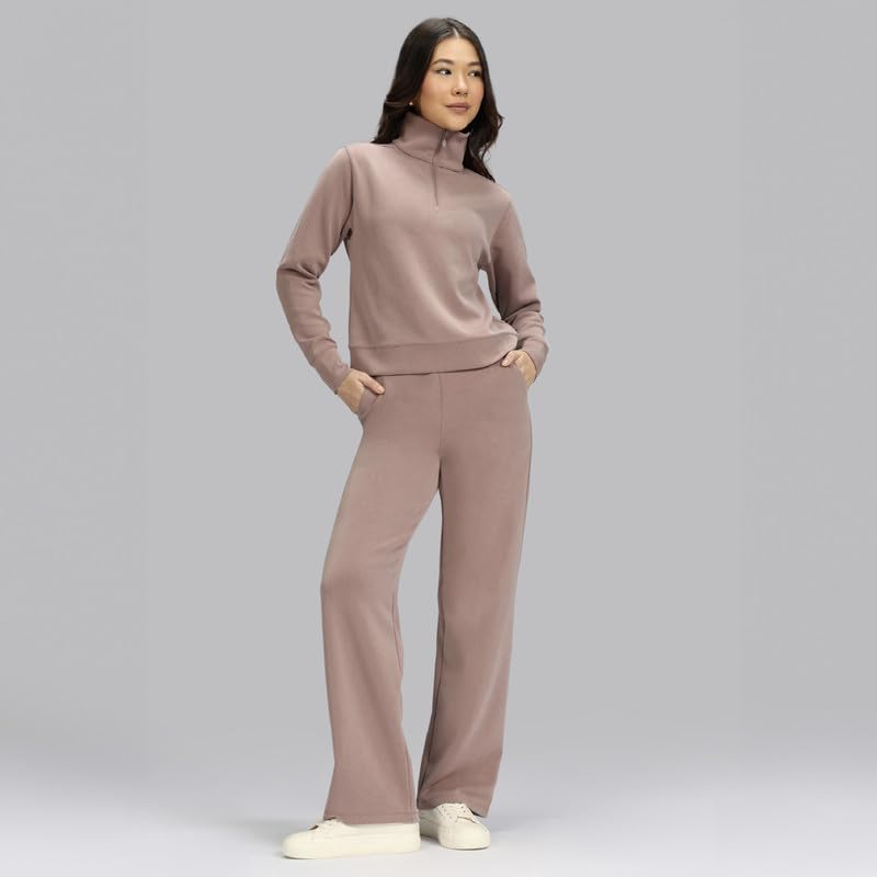 Image of BlissClub BareButter Pullover with Zip Marshmallow Comfort Relaxed fit Funnel Neck Cuffed Sleeve Luxurious Feel