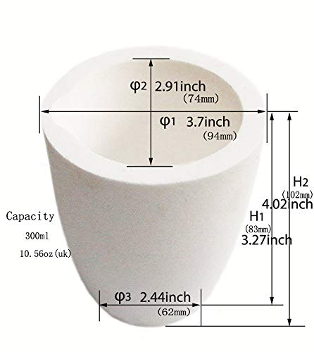 LLF Tasse à fondre en céramique pour four à fondre Doré/argenté/cuivre 2000 g