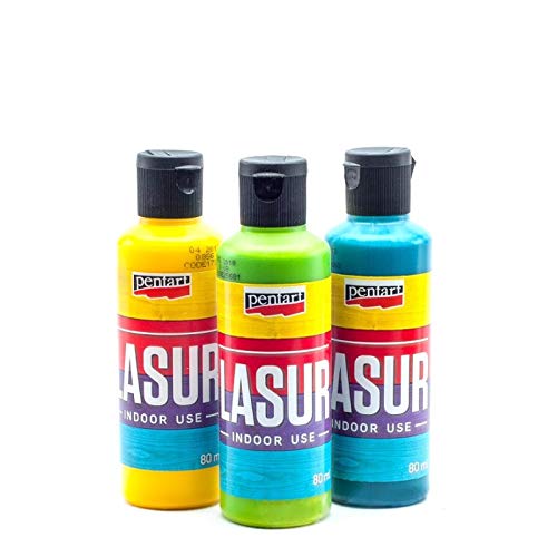 Zita's Creative Holzlasur für Innenbereich 3x80ml - Set 1. Lasurfarbe, Bastelfarbe