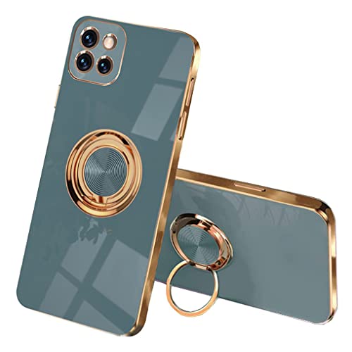 Image of SEAHAI SEEKOO Case for Samsung Galaxy A22 5G, Ultra Thin TPU Bumper Shockproof Soft Cover Electroplating Phnom Penh Design Silicone Skin Slim Case with 360 Degree Ring Kickstand, Gray