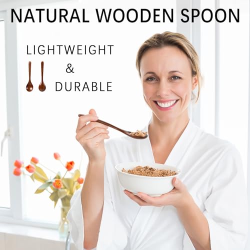 Hefild Small Wooden Spoons for Eating, 7 PCS, 7 Inch Small Soup Spoons by Hefild - Used condition - Image 2