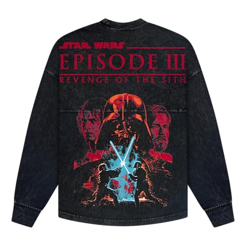 Spirit Jersey STAR WARS, EPISODE III, REVENGE OF THE SITH, Official Disney Star Wars Collection, Long Sleeve Oversized Pullover Shirt, Unisex, Relaxed Fit,100% Cotton, Ant Mineral Black, XXL