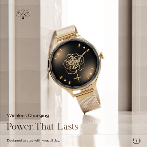Image of Fire-Boltt Phoenix Aura Women Smart Watch with 1.26 inch Diamond-Cut HD Display, Rotating Crown, Wireless Charging, Bluetooth Calling, Voice Assistant, 120+ Sports Modes - White Rose