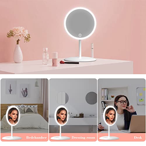 Riichaapy Travel Mirror With Light, Folding Handheld Desk Vanity Mirror With Lights, 3 Color Lights，180° Rotation, 24 Led Lighted Makeup Mirror，Tabletop Make Up Mirror, Touch Sensor, Gift For Women #TOP3