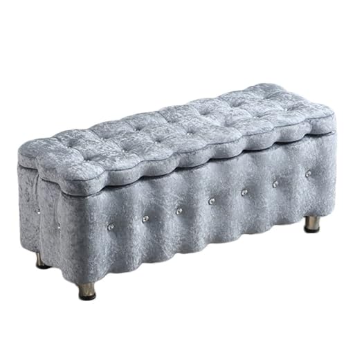 Banc de rangement ottoman en polaire avec assise rembourrée pour bout de lit et salon