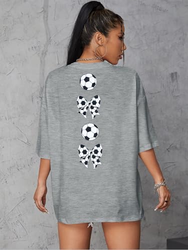 Image of ALLTB Soccer Cup 2026 Shirt Soccer Mom Shirts Women Oversized Football Match Season Jersey Bow T-Shirt Short Sleeve Top