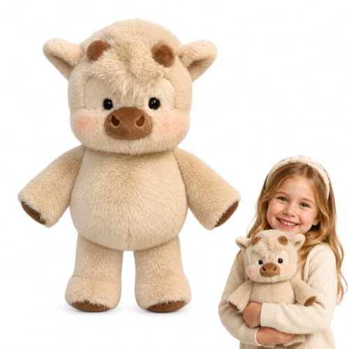 Amycute Peluche Mucca Corre, Pupazzo Che Corre Animale Peluche Morbido Pupazzo Antistress per Bambini Ragazze Donne