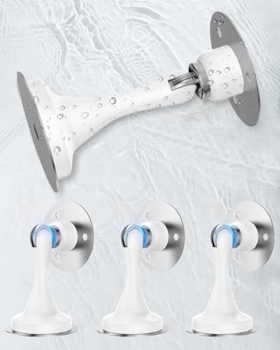 Image of Magnetic Door Stoppers for Bottom of Door - 4 Pack Stainless Steel Door Stops Holder Catch for Wall Floor Mount - Easy No Drilling Strong Adhesive & Screws Keep Door Open Home Office Hotel Bedroom