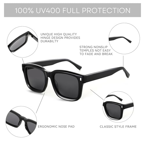ZENOTTIC Polarized Sunglasses for Men Square: Classic Sun Glasses 100% UV Protection for Women - Large Unisex Designer Shades4