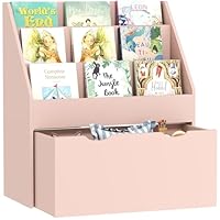 AIYAPLAY Kids Bookshelf, Bookcase Toy Storage Organiser with 3 Tier Shelves, Drawer, for Bedroom, Nursery, Playroom, Classroom, Pink