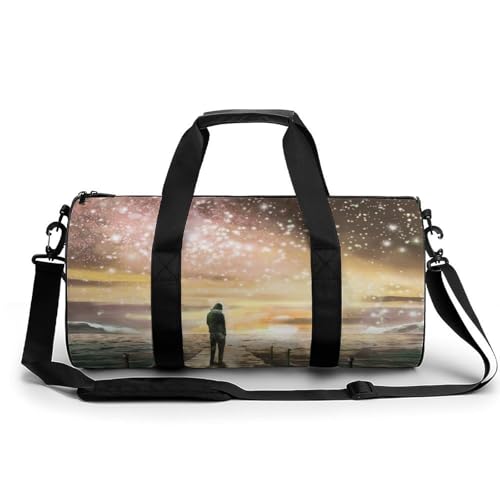 Sac week-end duffel bag de voyage motifs coucher de soleil pour randonnée