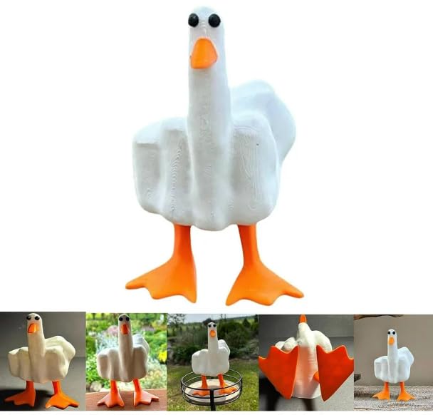 Osowake Funny Little Middle Finger Desk Decor, Cute Finger Duck Decorations, Funny Finger Duck Resin Figurines Statue, Finger Little Duck Resin Craft Decoration Sculpture for Home Desktop