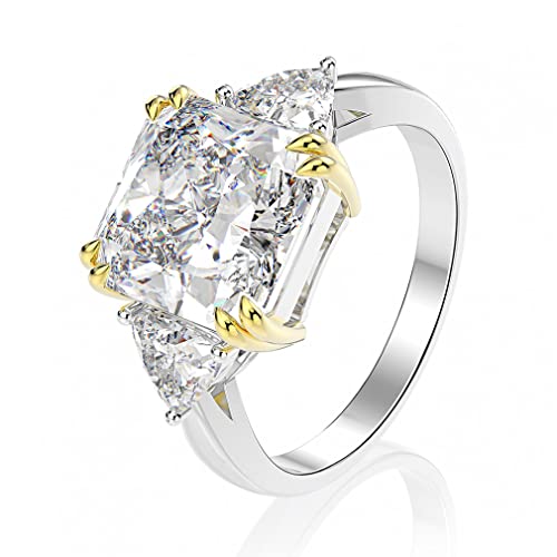 Anillo de compromiso de boda con piedras preciosas de zafiro y citrino moissanita de Plata de Ley 925, joyería fina
