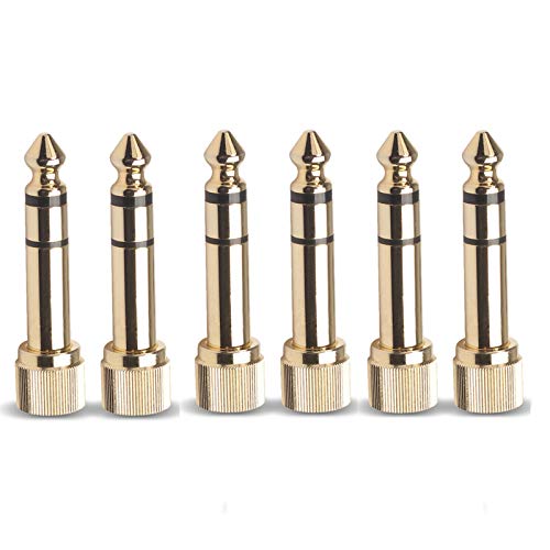 Lot de 6 adaptateurs à vis jack mâle 6,35 mm vers femelle 3,5 mm Plaqué or Cover