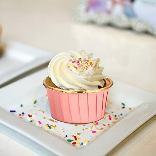 100 Pcs Cupcake Liners, Paper Cupcake Baking Cups, Cupcake Muffin Paper Baking Wrappers Liners Cups Molds For Baking, For Dinner, Party, Weddings - Pink #TOP3