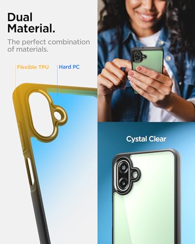 Image of Spigen Essential Sand Crystal | Samsung Galaxy M17e 5G /F70e 5G /A07 5G Case [Transparent] [Black Bumper] Galaxy M17e 5G /F70e 5G /A07 5G Back Cover | TPU+PC - Matte Black