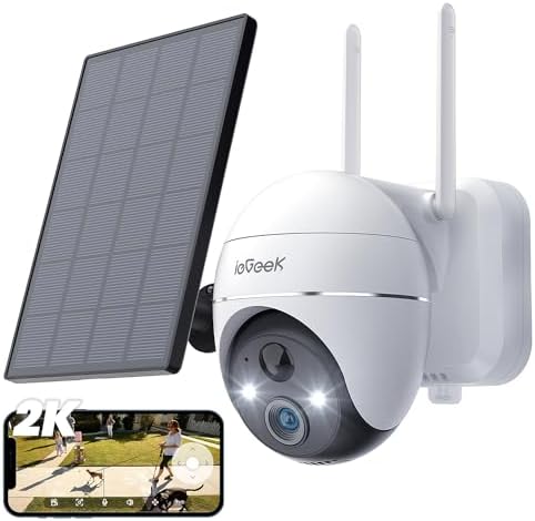 ieGeek 2K Caméra Surveillance WiFi Extérieure sans Fil Solaire, 3...