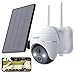 ieGeek 2K Überwachungskamera Aussen Akku, Solar Überwachungskamera mit 355°/140° Pan Tilt, 20m Farbnachtsicht, PIR Bewegungsmelder, Sirene/Weißlichtalarm,4dbi Doppelantenne, IP65, Weiß