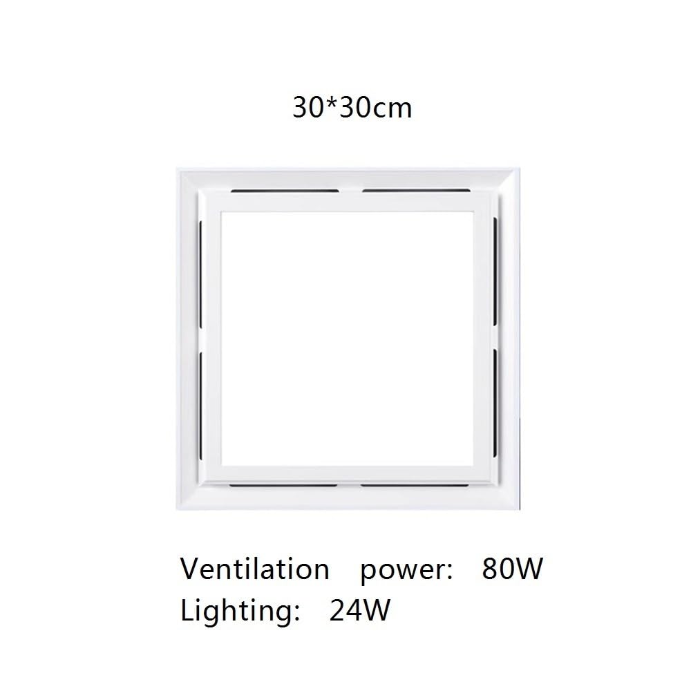 Ventilador Extractor de aire de techo integrado con iluminación de 30 x 30 cm for cocina y baño. Cuarto de baño