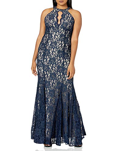 R&M Richards Women s The Halter Neck 2 Tone Dress,  Navy Nude,  10