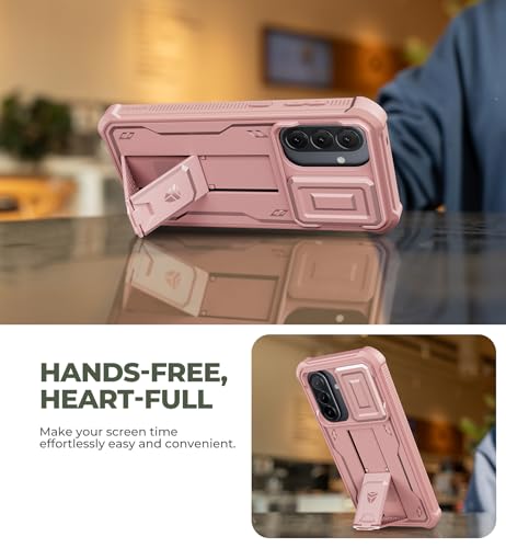Coque Samsung Galaxy A57 Dexnor antichoc avec protège-écran et support rose - 4