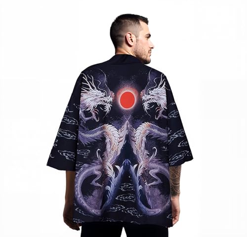 Image of Women's and Men Kimono Cardigan Japanese Long Sleeves Lightweight Open Front Coat Tops