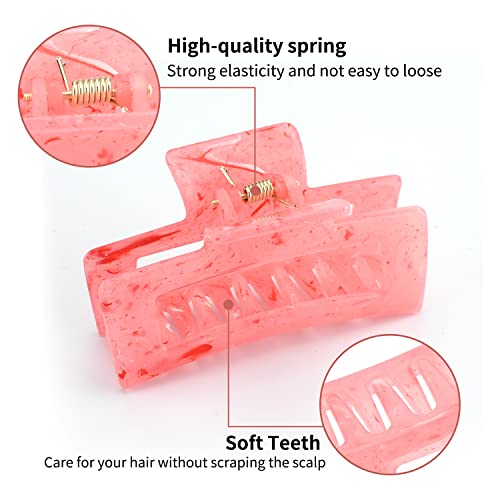 8 PCS Hair Claw Clips, 3.5 Inch Hair Claw Clips Rectangle Claw Clips Acrylic Banana Claw Clips for Women Thick Hair (3.5inch) - Thumbnail 3