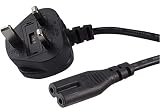 (2 Pack) United Kingdom UK 2- Slot Printer Power Cord Cable, Non-Polarized (IEC-320-C7 to CEE 7/16) Works with Printer, TV, PS4 Game Console and More for UK Travel.