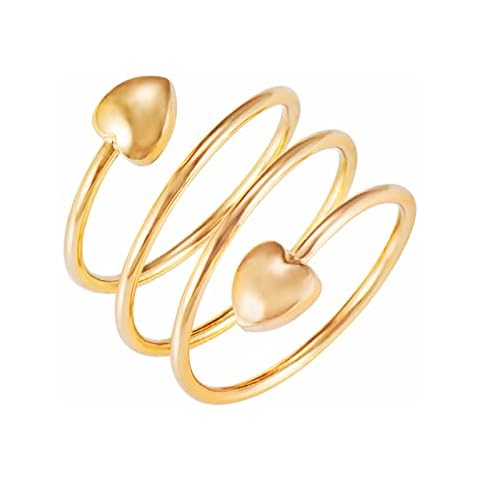 EnerCoppeX Magnetic Pure Copper Women's Rings Carry 2 Magnets Freely Adjustable Size Heart Shape Magnetic Copper Rings (Gold) Cover