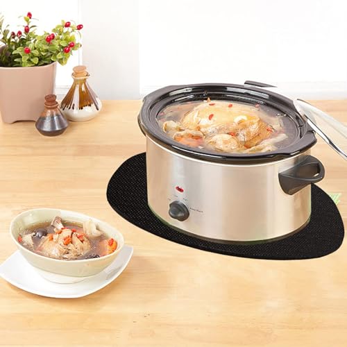 Heat Resistant Mat for 6-8 Quart Slow Cooker Appliance,Silicon Countertop Protector Mat,Appliance Slider Compatible with Crock-Pot 6 7 8 Quart Black (1 Pack)