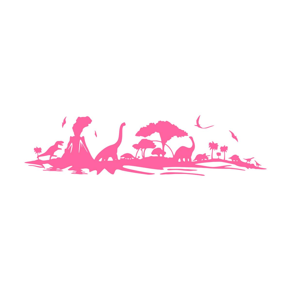 Cartoon Dinosaur Woodland Bird Animal Wall Sticker Nursery Kids Room Dino Jungle Tree Wall Decal Boys Bedroom Decor Small - 14x57cm