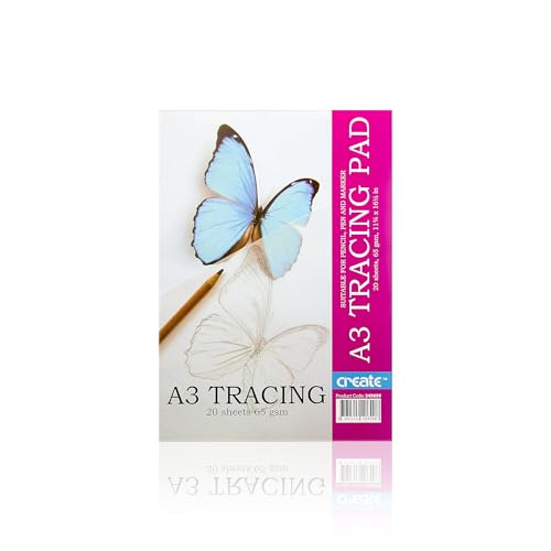 Create A3 Tracing Paper Pad 20 Sheets of Tracing Paper Translucent Smooth Surface for Pencil Pen and Marker Sketching Ideal for Copying Transfer and Drawing for Kids Artists & Hobbyists A3