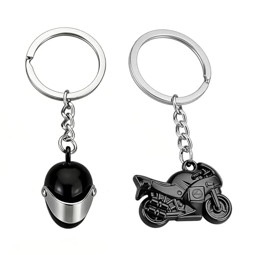 Heyzidu 2 PCS Car keychain, Cool Mini Motorcycle Helmet Keychain,