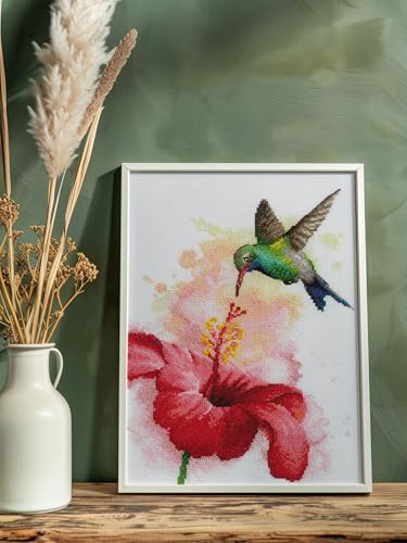 Image of RIOLIS - Hummingbird 2178, Animals Cross Stitch Kits 8 inchx11, Cross Stitch Kits for Beginners & Advanced, Crossstitching Kit Adult, Embroidery Counted Stitching Kit