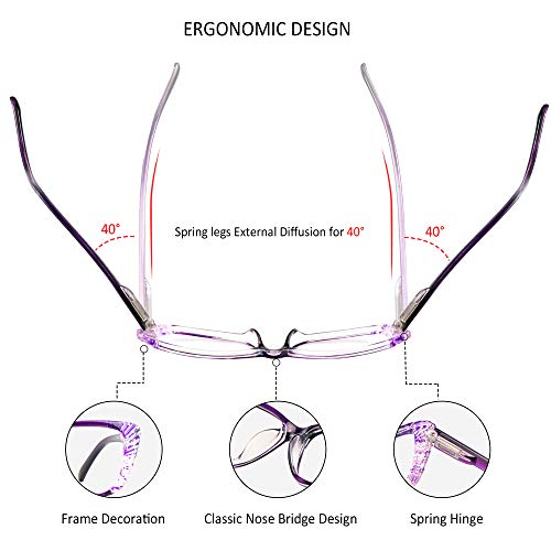 Image of VisionGlobal 5 Pairs Reading Glasses with Spring Hinge, Blue Light Blocking Glasses for Women /Men