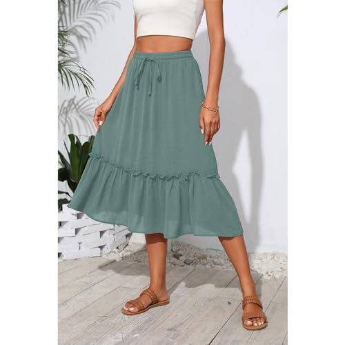 Image of Witsmile High Waist Tiered Skirts for Women Flowy Skirts for Women Long Length with Pockets 2026 Fashion Trendy