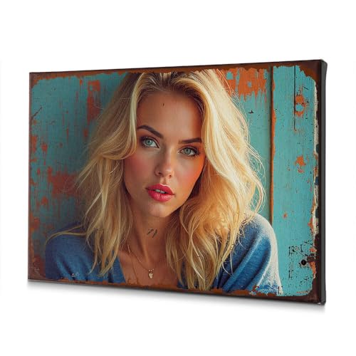 Décoration murale de salle de bain portrait femme blonde pour une ambiance sereine