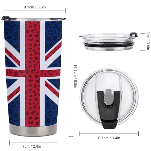 Posavasos para auto con diseño de leopardo y bandera UK 4 piezas miniatura 2