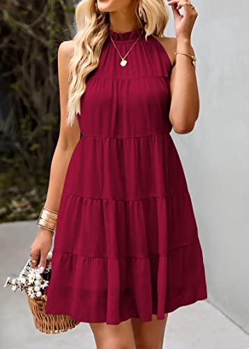 Image of KIRUNDO Summer Sundresses for Women Halter Dress Babydoll