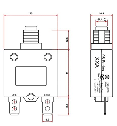 Mini disyuntor 9A con capuchón protector para paneles eléctricos de barcos y caravanas 5