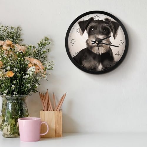 Horloge murale schnauzer mignonne 25,4 cm : idée cadeau déco pour salon